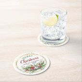 メリークリスマスフローラクリスマス紙コースター ラウンドペーパーコースター (インサイチュ)