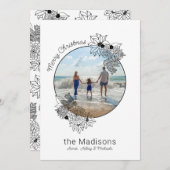 メリークリスマスフローラサークルフレームホリデーカード シーズンカード (正面/裏面)