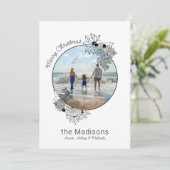 メリークリスマスフローラサークルフレームホリデーカード シーズンカード (スタンド正面)