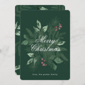 メリークリスマスフローラノンフォトホリデーカード シーズンカード (正面/裏面)