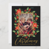 メリークリスマスフローラブラックフォト シーズンカード (正面)