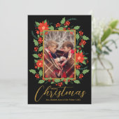 メリークリスマスフローラブラックフォト シーズンカード (スタンド正面)