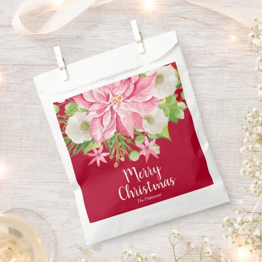 メリークリスマスフローラポインセチア フェイバーバッグ (クリップ留めされた状態)