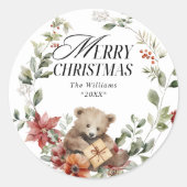 メリークリスマスフローラリースファミリー名 ラウンドシール (正面)