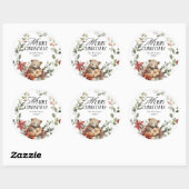 メリークリスマスフローラリースファミリー名 ラウンドシール (シート)