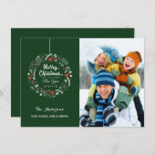 メリークリスマスフローラリース写真カード シーズンカード (正面/裏面)