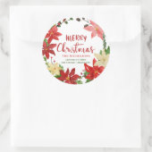 メリークリスマスフローラリース差出人住所 ラウンドシール (バッグ)