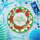 メリークリスマスフローラリース紙プレート ペーパープレート (パーティー)