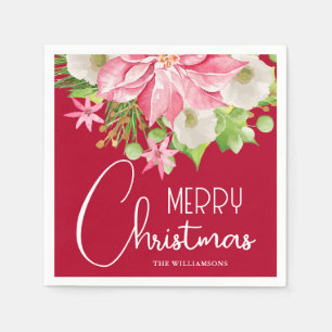 メリークリスマスフローラ休日 スタンダードカクテルナプキン