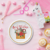 メリークリスマスフローラ封筒 ペーパープレート (パーティー)
