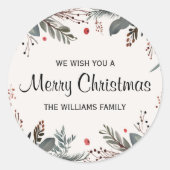 メリークリスマスフローラ挨拶 ラウンドシール (正面)