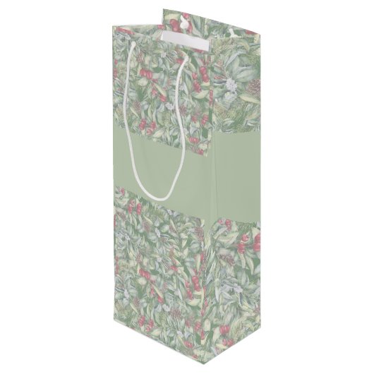 メリークリスマスフローラ水彩 ワインギフトバッグ (裏面アングル)