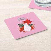 メリークリスマスフローラ猫 スクエアペーパーコースター (アングル)
