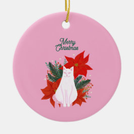 メリークリスマスフローラ猫 セラミックオーナメント