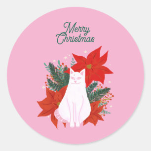 メリークリスマスフローラ猫 ラウンドシール