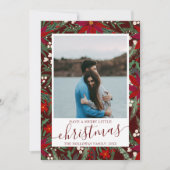 メリークリスマスフローラ赤い緑のカップルの写真 案内状 (正面)