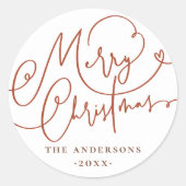 メリークリスマスフローリッシュレタリング家名 ラウンドシール (正面)