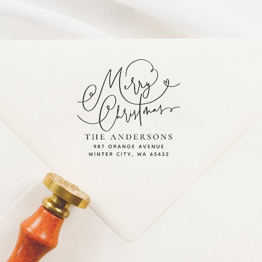 メリークリスマスフローリッシュ差出人住所 セルフインキングスタンプ