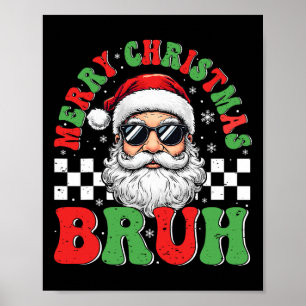メリークリスマスブおもしろいルーサンタクロースレトロメンズW ポスター
