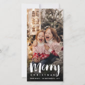 メリークリスマスブはっきりしたラシのスクリプモダント写真 シーズンカード (正面)