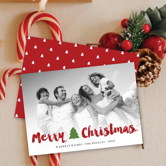 メリークリスマスブはっきりしたラシのスクリプモダント写真 シーズンカード