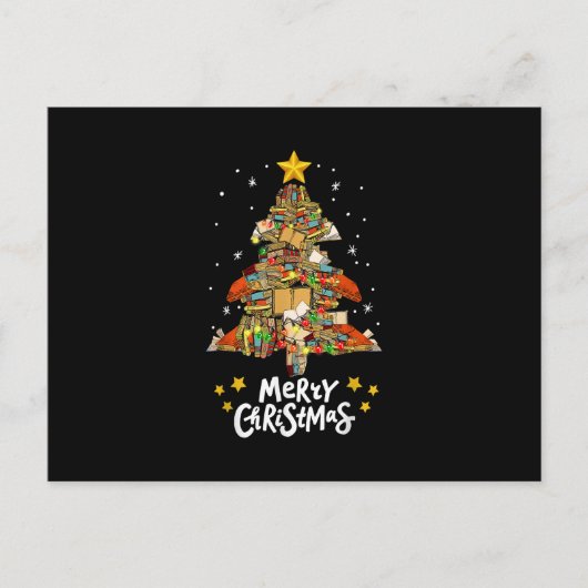 メリークリスマスブッククリスマスツリー読ライト ポストカード (正面)