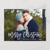メリークリスマスブモダンラシのスクリプト写真 ポストカード (正面)