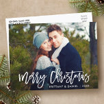 メリークリスマスブモダンラシのスクリプト写真 ポストカード<br><div class="desc">ブラシモダンスクリプトメリークリスマスフォトポストカード</div>