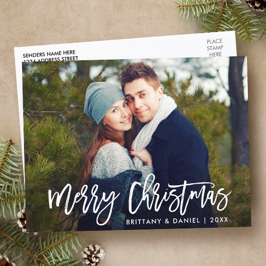 メリークリスマスブモダンラシのスクリプト写真 ポストカード