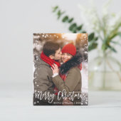 メリークリスマスブモダンラシスクリプトPHOTO Greeting ポストカード (スタンド正面)