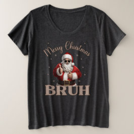 メリークリスマスブラおもしろいーデザインTシャツ プラスサイズTシャツ