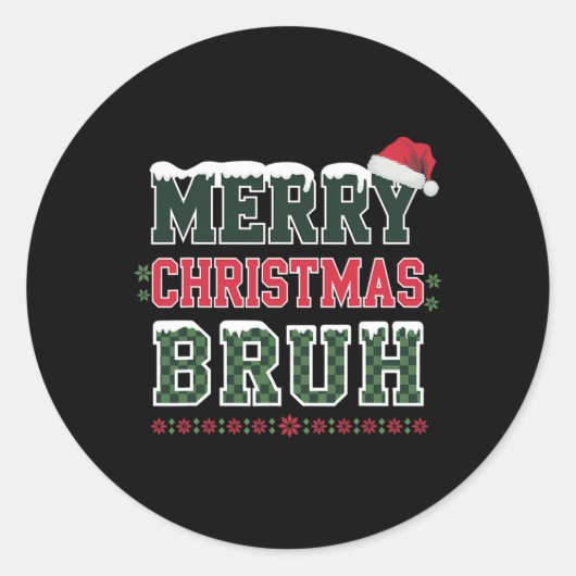 メリークリスマスブラおもしろいーミームことわざ ラウンドシール (正面)