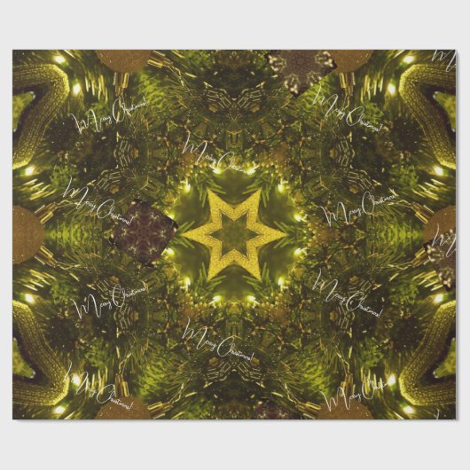 メリークリスマスブライトゴールデンスターエレガントヴィンテージ ラッピングペーパー (フラット)