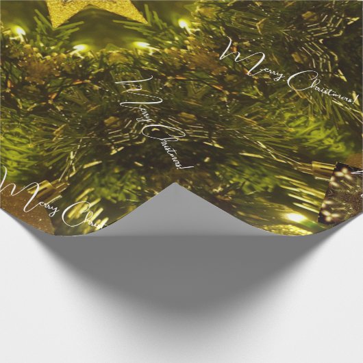 メリークリスマスブライトゴールデンスターエレガントヴィンテージ ラッピングペーパー (角)