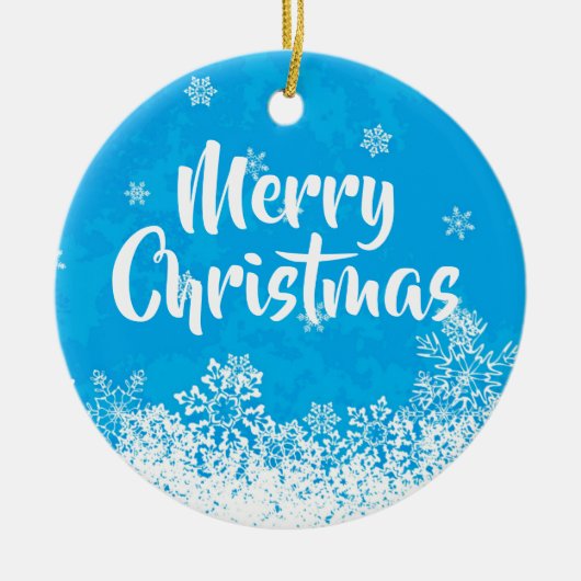 メリークリスマスブライトブルーツリーギフト/オーナメント セラミックオーナメント (正面)