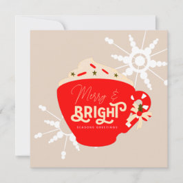 メリークリスマスブライトホットチョコレートレッドスノーフレーク カード