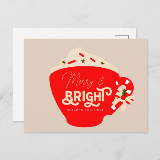 メリークリスマスブライトホットチョコレートレッドマグカップ ポストカード (正面/裏面)