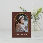 メリークリスマスブラウンアーチフォト 箔シーズンポストカード (立ち正面)