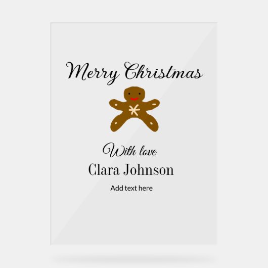 メリークリスマスブラウンクッキーは愛と名前を追加h アクリルサイン (正面)