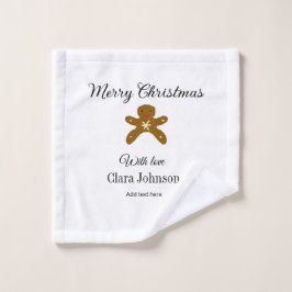 メリークリスマスブラウンクッキーは愛と名前を追加h ウォッシュタオル