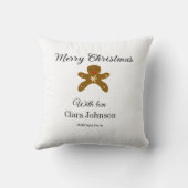メリークリスマスブラウンクッキーは愛と名前を追加h クッション (裏面)