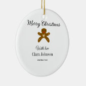 メリークリスマスブラウンクッキーは愛と名前を追加h セラミックオーナメント (右)
