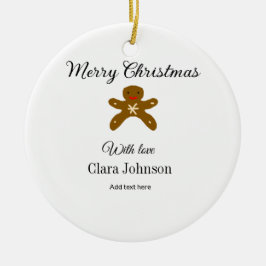 メリークリスマスブラウンクッキーは愛と名前を追加h セラミックオーナメント