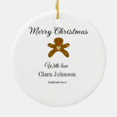 メリークリスマスブラウンクッキーは愛と名前を追加h セラミックオーナメント (裏面)