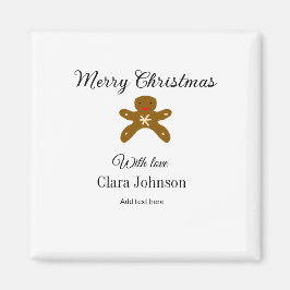 メリークリスマスブラウンクッキーは愛と名前を追加h マグネット