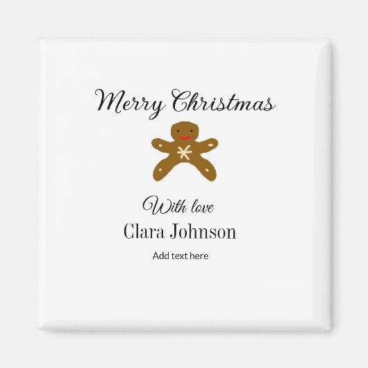 メリークリスマスブラウンクッキーは愛と名前を追加h マグネット (正面)