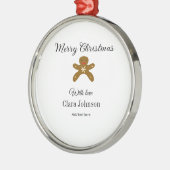 メリークリスマスブラウンクッキーは愛と名前を追加h メタルオーナメント (左)