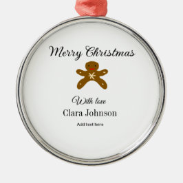 メリークリスマスブラウンクッキーは愛と名前を追加h メタルオーナメント