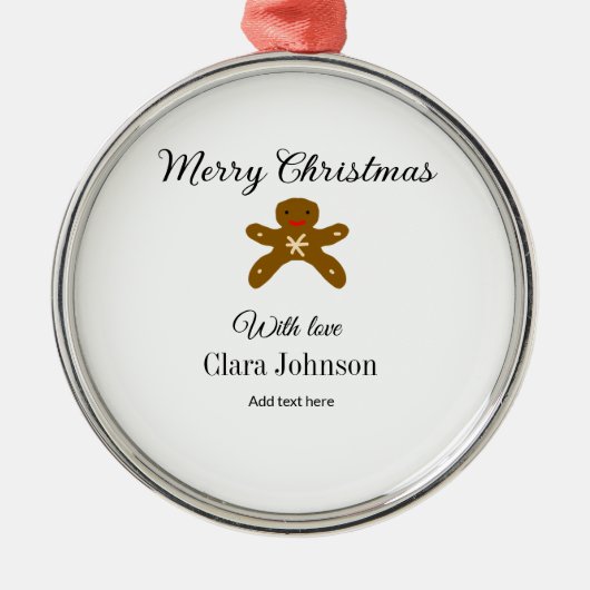 メリークリスマスブラウンクッキーは愛と名前を追加h メタルオーナメント (正面)