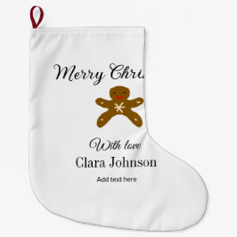メリークリスマスブラウンクッキーは愛と名前を追加h ラージクリスマスストッキング